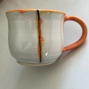 Ceramic clay pottery cup Orange and White Ceramic Mug